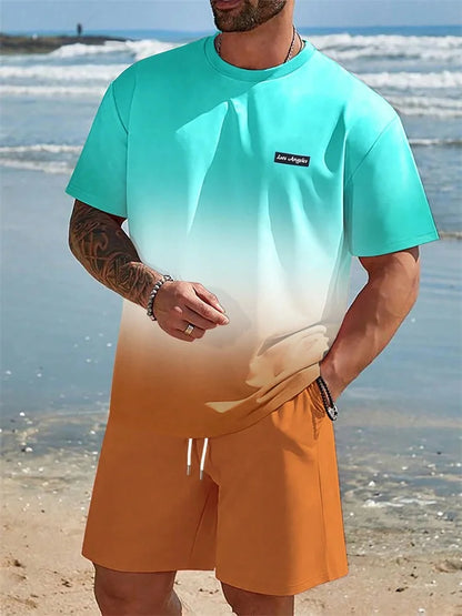 Set Men's Short Sleeve Shorts Set Hawaiian Fashion Suit Summer Casual Outdoor Beach 2pcs Men Clothing Male - Ellianto fashion Men's