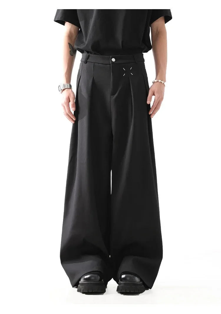 Black Casual Men's Suit Pants Draping Loose Versatile Spring Autumn Seasonal Professional Long Trousers for Male - Ellianto fashion Men's