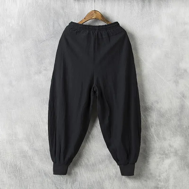 Autumn Men's Linen Casual Pants Loose-fit Trendy Bloomers - Ellianto fashion Men's