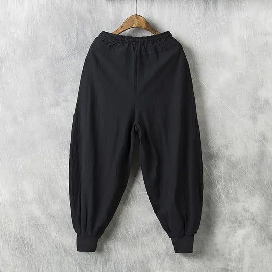 Autumn Men's Linen Casual Pants Loose-fit Trendy Bloomers - Ellianto fashion Men's