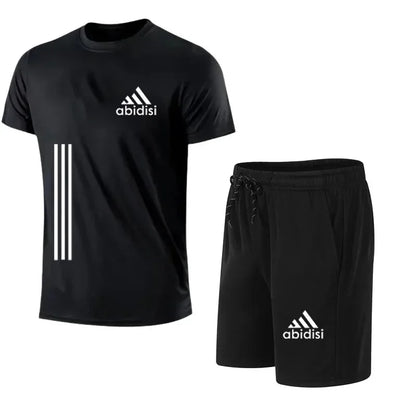 2025 The latest brand men's T-shirt set Fashion casual T-shirt men's summer men's running set - Ellianto fashion Men's