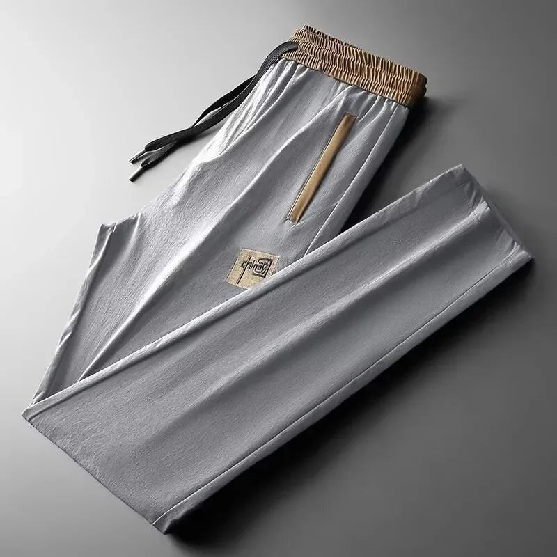 Men’s Summer Casual Pants – Lightweight, Quick-Dry Sporty Sweatpants with Elastic Waist, Trendy Zipper Design, and Comfortable Versatile Fit