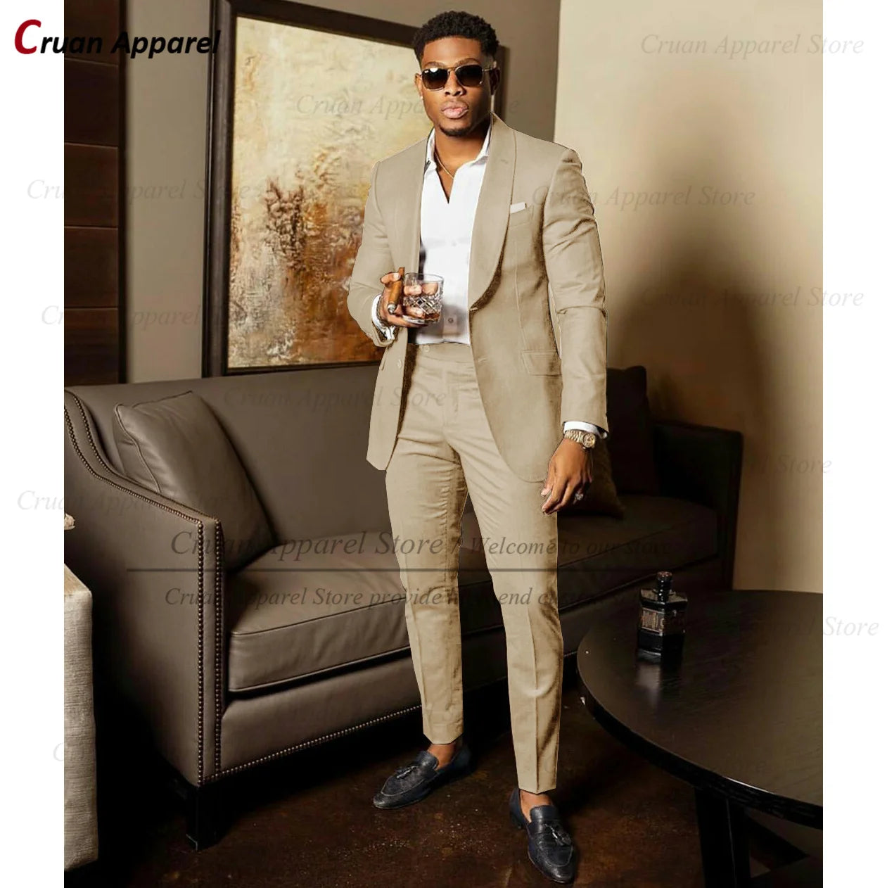 2025 Green Suits for Men Tailor-made Groom Wedding Suits Tuxedo Best Man Blazer Pants 2 Pieces Trendy Fashion Marriage Costume - Ellianto fashion Men's