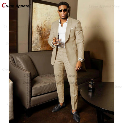 2025 Green Suits for Men Tailor-made Groom Wedding Suits Tuxedo Best Man Blazer Pants 2 Pieces Trendy Fashion Marriage Costume - Ellianto fashion Men's