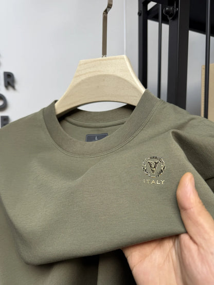 Set The 2025 new men's high-end 100% pure cotton premium T-shirt is a breathable and sweat-absorbent pure cotton T-shirt from Europe - Ellianto fashion Men's