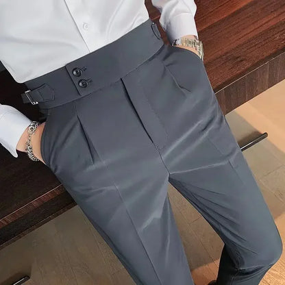 Draped Trousers for Men Fluid High Waist Brown Man Suits Pants Up Spring Clothes Quality Korean Reviews Many Stylish Tailoring - Ellianto fashion Men's
