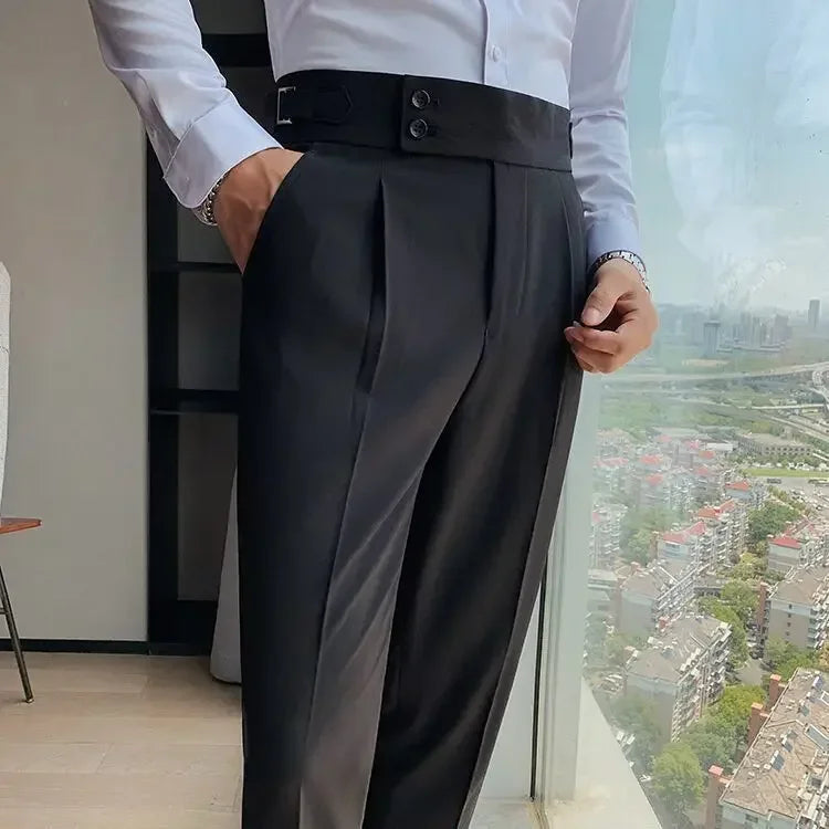 Draped Trousers for Men Fluid High Waist Brown Man Suits Pants Up Spring Clothes Quality Korean Reviews Many Stylish Tailoring - Ellianto fashion Men's