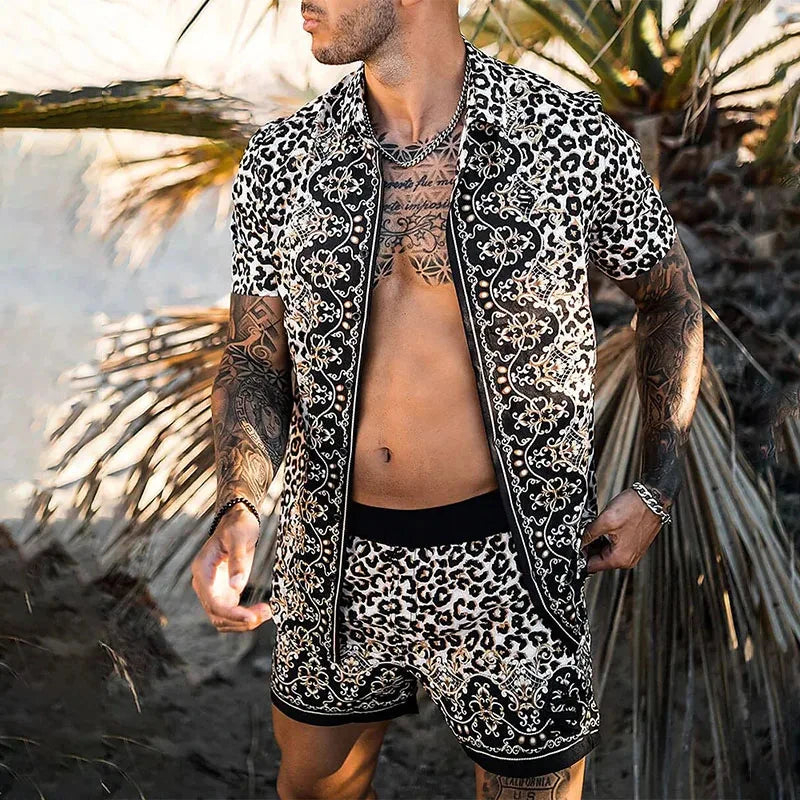 Hawaiian Shirt Sets 3D Printed Men's Fashion Short Sleeves Shirts Oversized Beach Shorts Summer Streetwear Suits Clothing - Ellianto fashion Men's