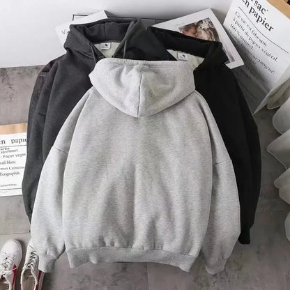 Wholesale Men's Fleece-lined Jacket New Style Cardigan Casual Sweatshirt Loose Fit Autumn/winter Zipper Hooded Top