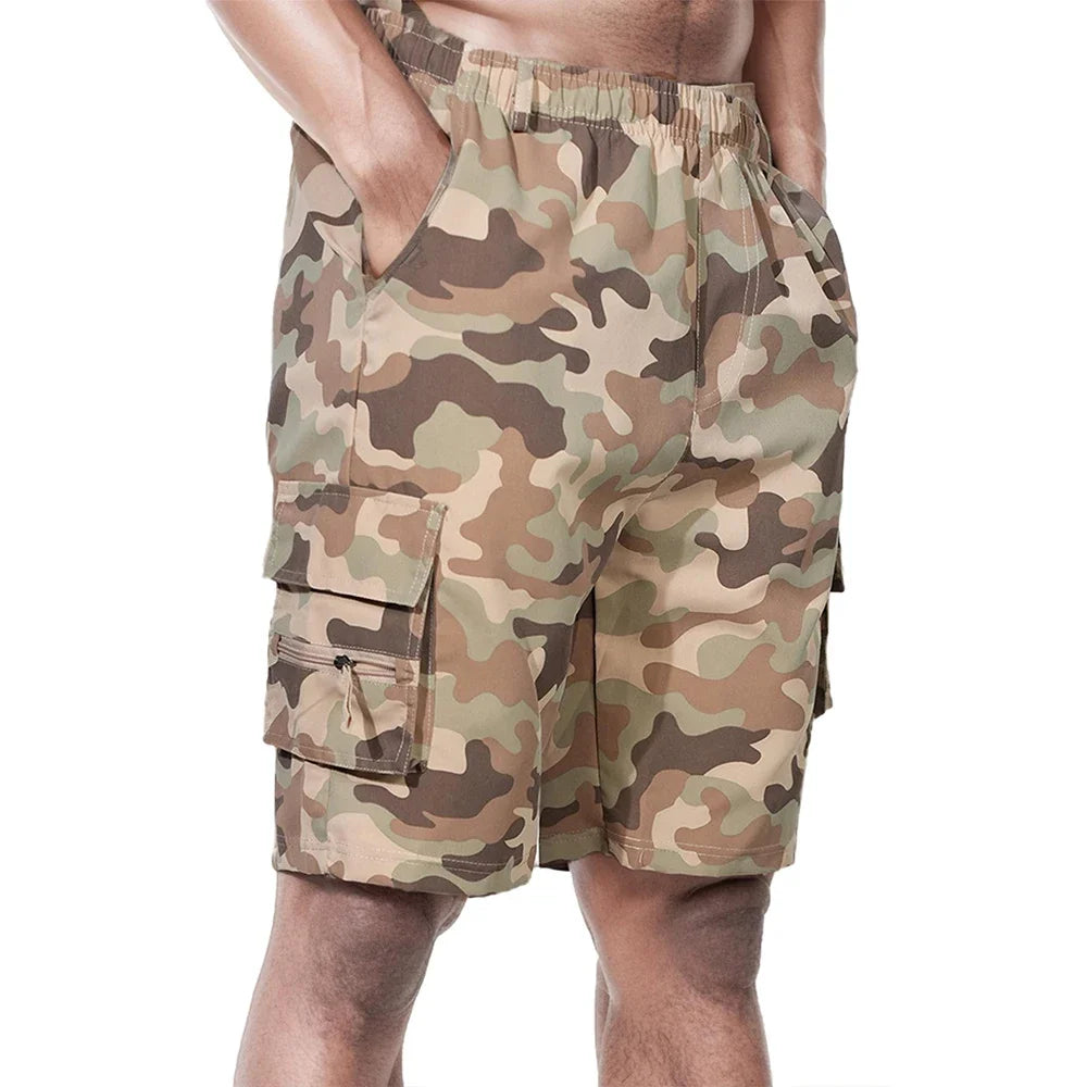 Men's Shorts Loose Large Size Multi-Pocket Overalls Summer Comfortable Elastic Waist Pants Outdoor Casual Sports Beach Pants - Ellianto fashion Men's