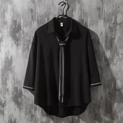 Spring Autumn Popular INS Short Sleeves Japanese Style Casual Shirt Men's Loose-Fit White Collar Button-Up Top For Summer