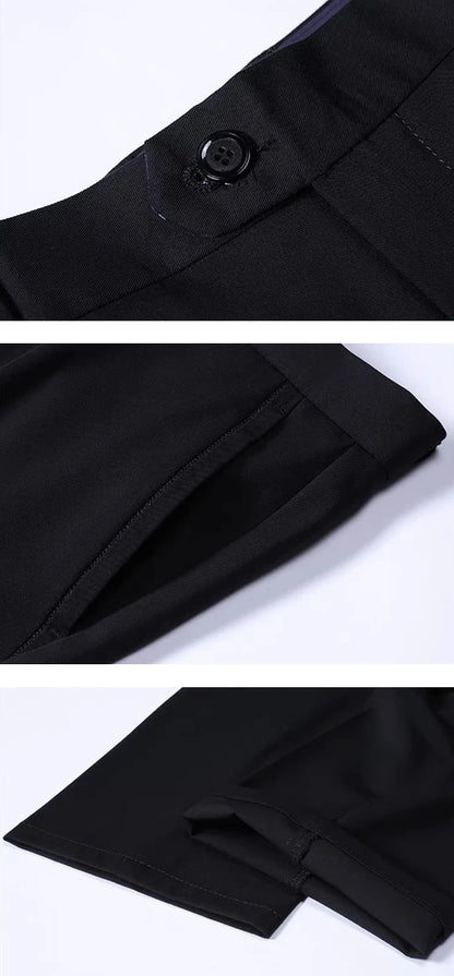Men's lightweight business casual pants with micro elasticitymen's quick drying pantsnew straight leg office black deep bluepant - Ellianto fashion Men's