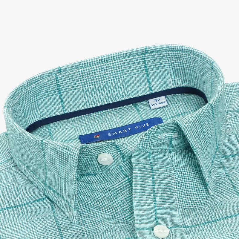 Smart Five Cotton-Linen Plaid Long-Sleeve Shirt – Designer Style and Cool Comfort for the Distinguished Man