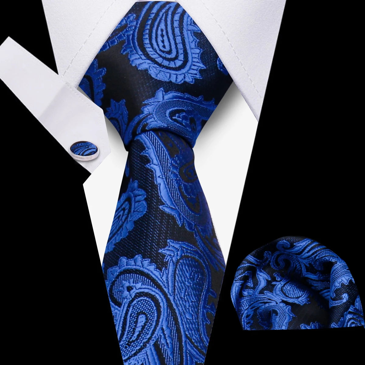 Business Ties For Men Tie Set Dots Necktie Classic Plaid Cufflinks Stripe Handkerchief For Wedding High Quality Formal Gravata - Ellianto fashion Men's