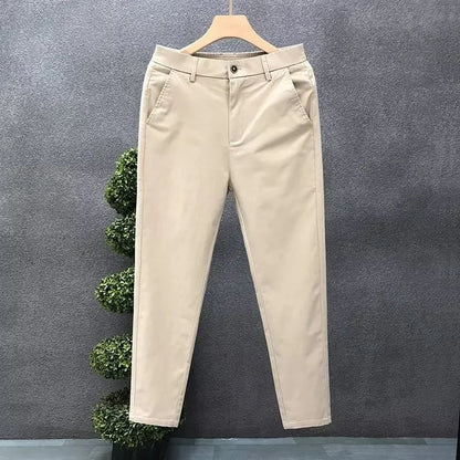Men's Casual Trousers Summer Trendy Thin Cotton Small Straight-leg Pants Business Cropped Pants New Style - Ellianto fashion Men's