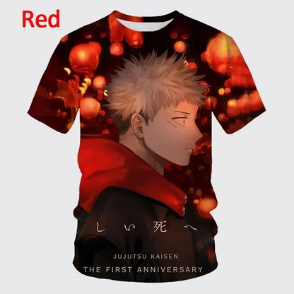 2024 Summer New  Anime Jujutsu Kaisen 3D Printing T-shirt Men's Personality Hip-hop Short-sleeved Unisex Casual Round Neck Tops