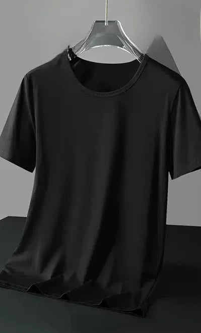 Summer Modal Ice Silk Thin Short Sleeve Men's T-shirt Pure Color Half Sleeve Base Shirt Hot Sale Of The Season Body Fit Tee Crew - Ellianto fashion Men's