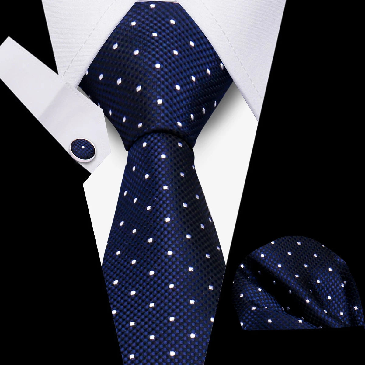 Tie Men Business Necktie Set Classic Plaid Cufflinks Handkerchief For Suit Wedding High Quality 3pcs Ties Sets Formal Gravata - Ellianto fashion Men's