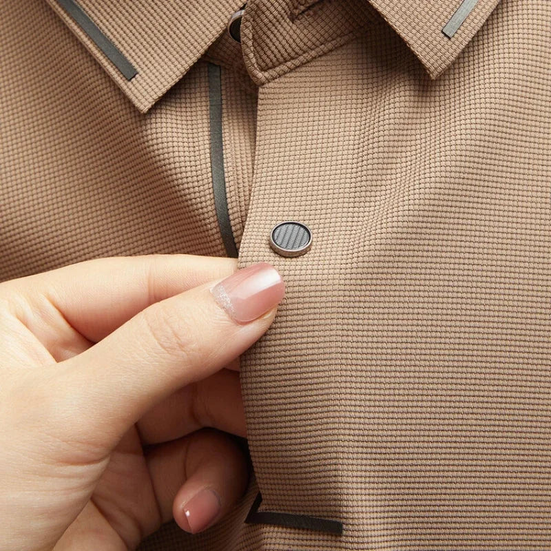 Men's New Polo Shirt Seamless Premium Luxury Cool Fabric Business Casual Golf Slim Fit Blouse Collar T-shirt - Ellianto fashion Men's