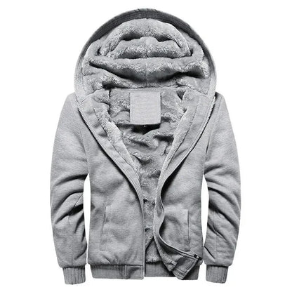 Men’s Hooded Fleece-Lined Baseball Jacket – Warm, Thickened Sweatshirt with Sporty Korean Style for Autumn-Winter Comfort