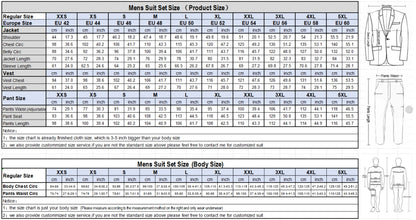 Tailor-made Suit Men Business Tuxedos Formal 3 Piece Set Jacket Vest Pants Single Breasted Groom Groomsman Prom Wedding Party - Ellianto fashion Men's