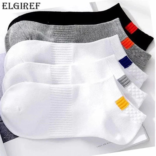 10pieces=5pair/lot Summer Cotton Man Short Socks Fashion Breathable Boat Socks Comfortable Casual Socks Male Big Size White Hot - Ellianto fashion Men's