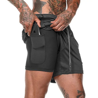 Men Sport Shorts Sportswear Double-deck Running Shorts 2 In 1 Beach Bottoms Summer Gym Fitness Training Jogging Short Pants Men - Ellianto fashion Men's