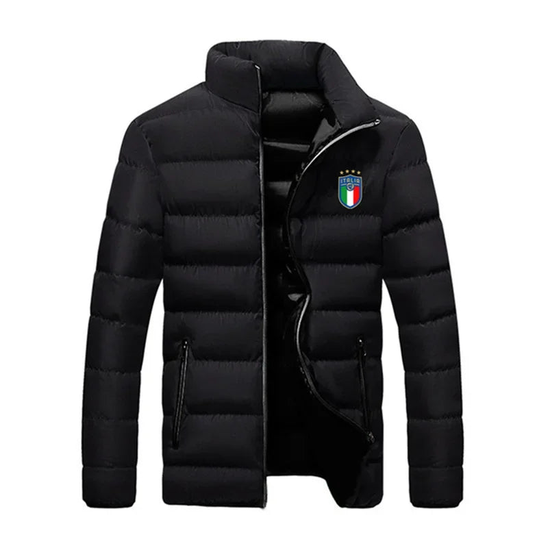 Men's Solid Thick Jacket, Parka Jacket, High Neck, Outdoor, Camping, Fashion, Winter2025 - Ellianto fashion Men's