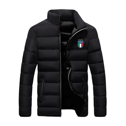 Men's Solid Thick Jacket, Parka Jacket, High Neck, Outdoor, Camping, Fashion, Winter2025 - Ellianto fashion Men's