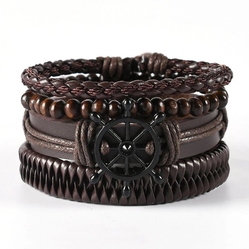 06 2025 Leather Braided Bracelet For Men - Ellianto fashion Men's