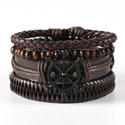 06 2025 Leather Braided Bracelet For Men - Ellianto fashion Men's
