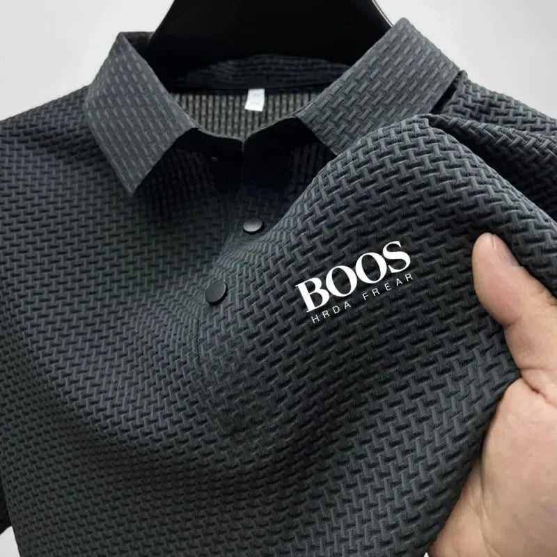 Embroidered High-quality New Men's Short Sleeved T-shirt, Cool and Breathable POLO Shirt, Business Casual, Sweat Absorbing - Ellianto fashion Men's