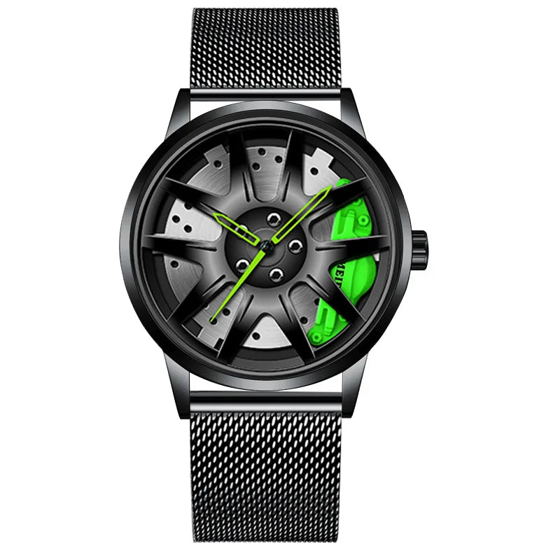 2025 Men Top Big Leather Watches Men Car Wheel Hub Stainless Steel Quartz Watch For Male Military Sports Watch Relogio Masculino - Ellianto fashion Men's