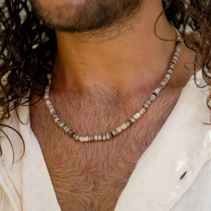 Trendy Natural Stone Beaded Necklace For Men Vintage Stainless Steel Geometric Pendant Necklace Men Jewelry - Ellianto fashion Men's