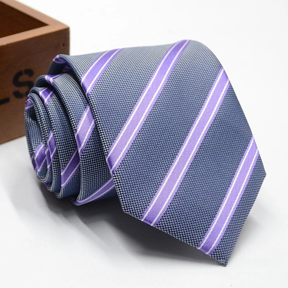 Classic Stripe Necktie Men Business Formal Wedding Tie 8cm Blue Black Pink Red Neck Ties Fashion Shirt Dress Accessories - Ellianto fashion Men's