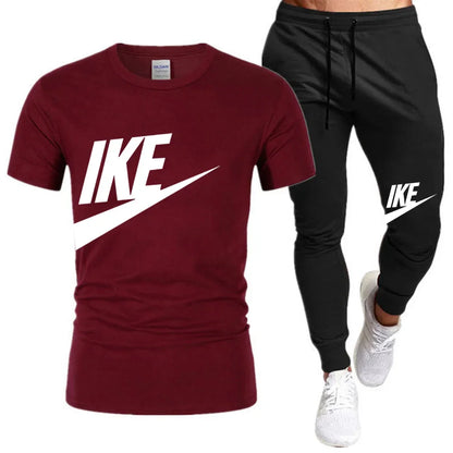 Set The new summer fashion sportswear for 2025: men's short-sleeved high-quality cotton T-shirt + sports shorts 2-piece set, men's c - Ellianto fashion Men's