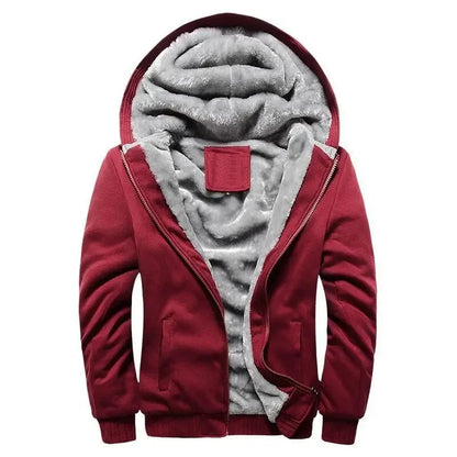 Men’s Hooded Fleece-Lined Baseball Jacket – Warm, Thickened Sweatshirt with Sporty Korean Style for Autumn-Winter Comfort