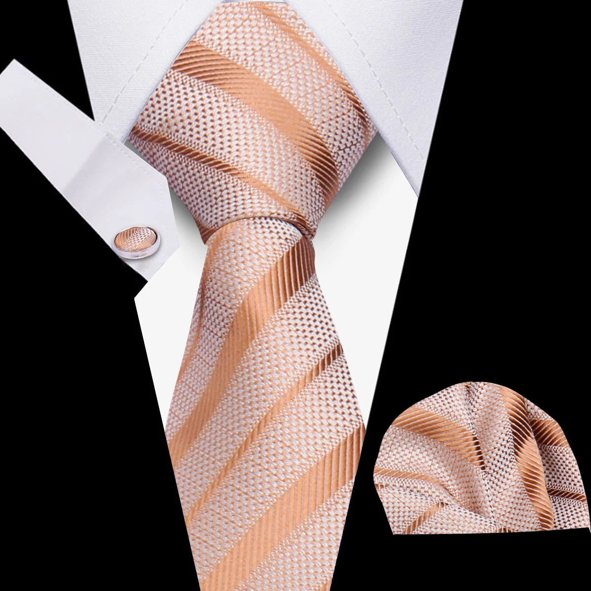 Business Ties For Men Tie Set Dots Necktie Classic Plaid Cufflinks Stripe Handkerchief For Wedding High Quality Formal Gravata - Ellianto fashion Men's