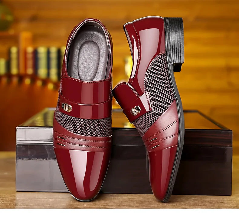 Oxford Shoes Men's Luxury Lacquer Wedding Shoe Pointed Toe Dress Shoes for Men Classic Business Men Leather Shoes Big Size 38-48 - Ellianto fashion Men's
