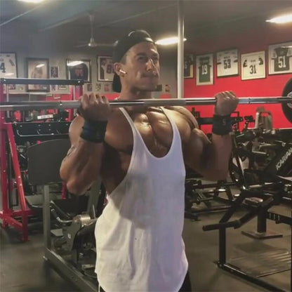 Men's Basic Solid Color Cotton Tank Tops Sleeveless Y-Back Vest Gym Muscle Training Athletic Workout Undershirt Activewear - Ellianto fashion Men's
