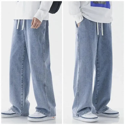 Loose Straight Leg Men's Jeans Summer Trendy Casual Versatile Handsome New Style Long Pants Clothing Matching - Ellianto fashion Men's