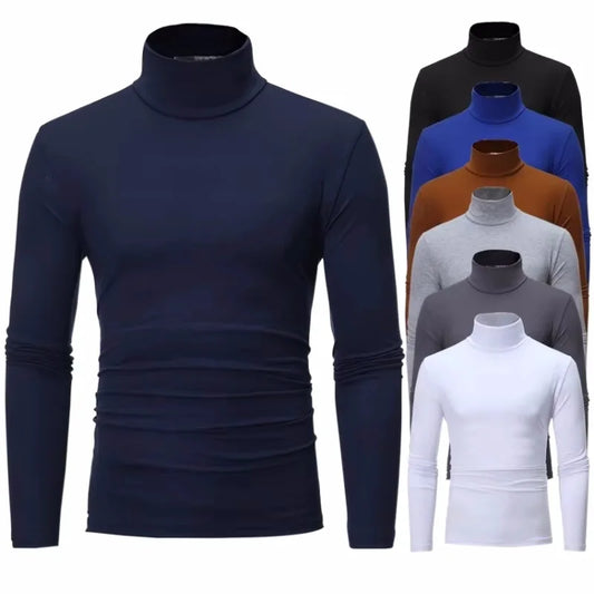 Thermal Underwear Tops Men Spring Clothes Thermal Shirt Autumn Men's Winter Tights High Neck Thin Slim Fit Long Sleeve T-shirt - Ellianto fashion Men's