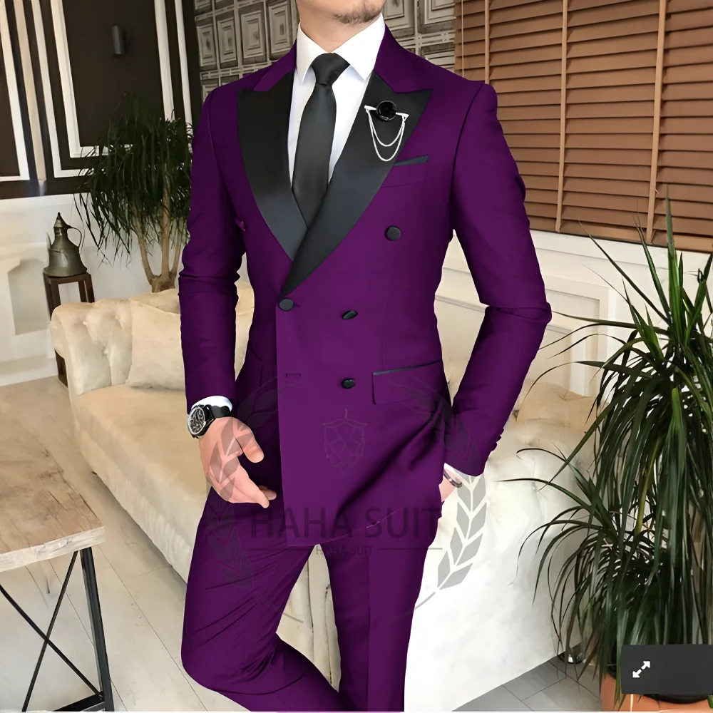trend 2025 Men's Suit Tailored 2-Piece Clothing Fashion Men's Wedding Groom Suits Best Man Dinner Engagement Tuxedo - Ellianto fashion Men's