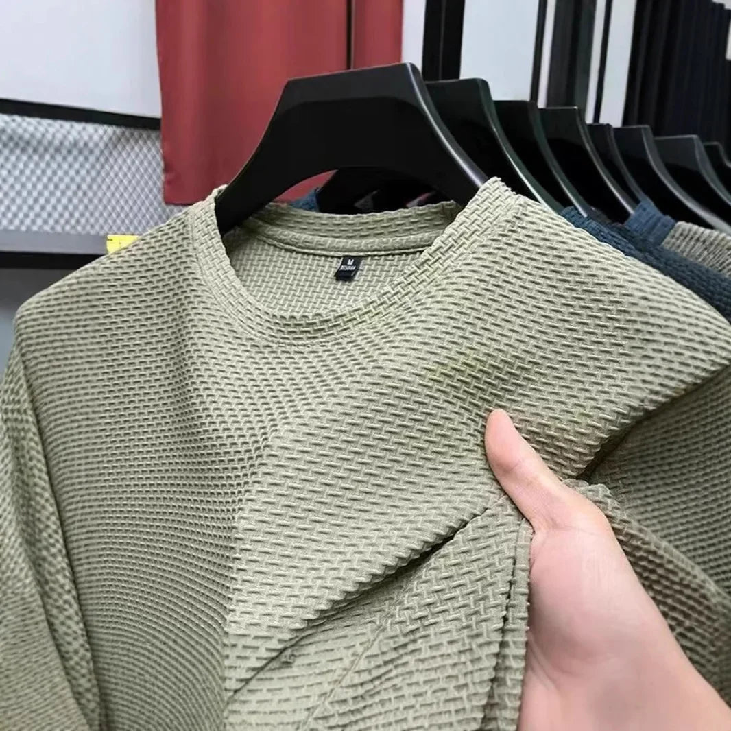 Men's Ice Silk T-Shirt Short Sleeve Lightweight Breathable Comfortable Cool Feeling Casual Trendy Summer Elastic Slim Fit - Ellianto fashion Men's