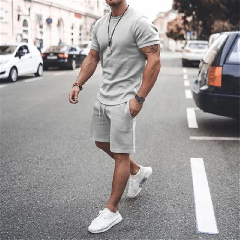 Men's Casual Sports Suit Quick Drying Short Sleeved T-shirt Loose Shorts Street Trend Two-piece Set Multi-color - Ellianto fashion Men's