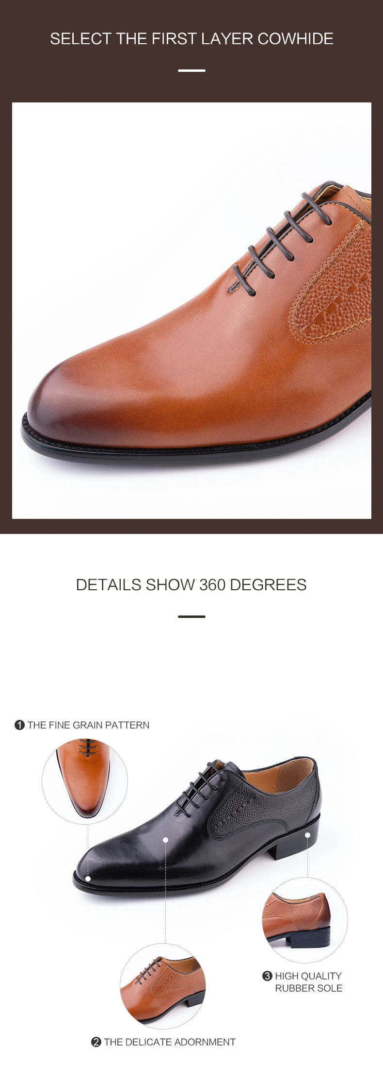 Formal Men's Shoes Fashion Style Men Italian Shoe High Quality Dress Oxfords Handmade Office Party Genuine Leather Business Shoe - Ellianto fashion Men's