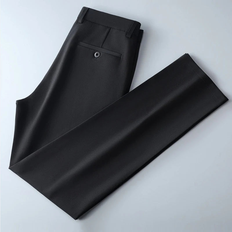 Men's smart casual pants elastic sports, men's quick drying pants spring and autumn straight leg office black work pants - Ellianto fashion Men's