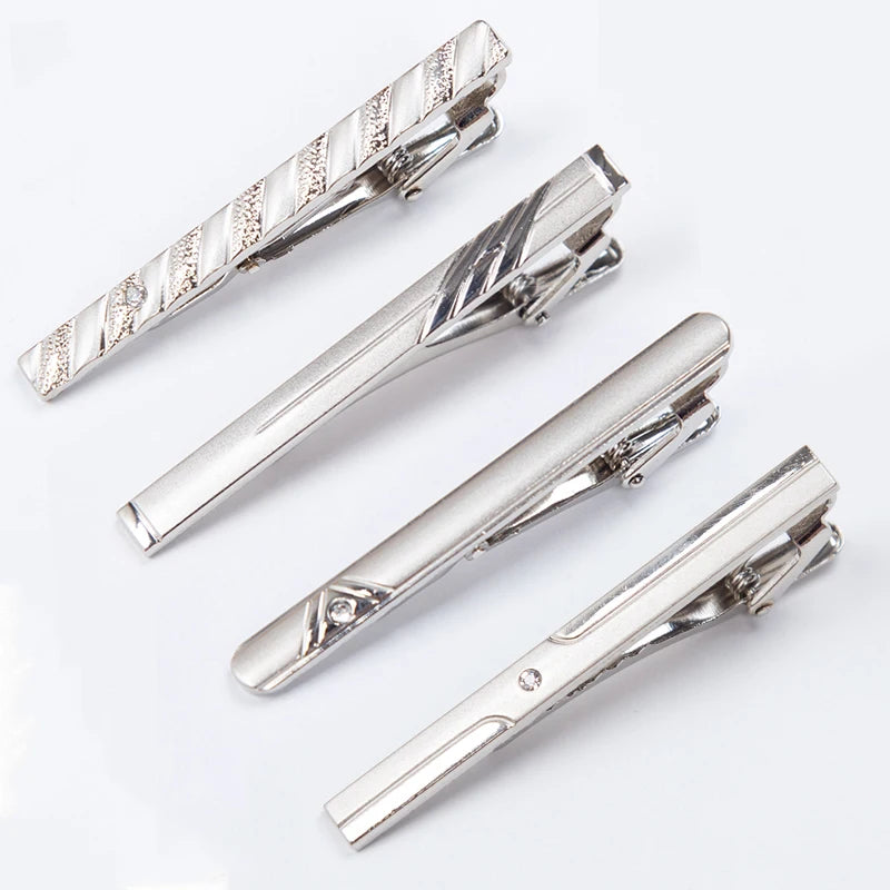Men Metal Silver Color Tie Clip For Wedding gifts Necktie Clasp Clip Gentleman Ties Bar Crystal Tie Pin For Men's Accessories - Ellianto fashion Men's