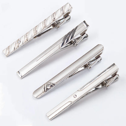 Men Metal Silver Color Tie Clip For Wedding gifts Necktie Clasp Clip Gentleman Ties Bar Crystal Tie Pin For Men's Accessories - Ellianto fashion Men's