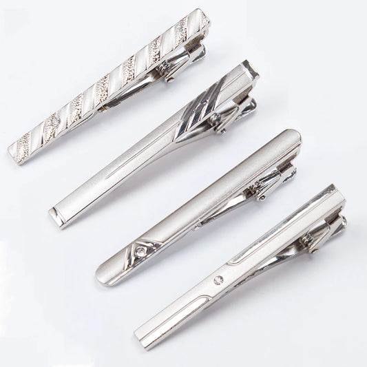 Men Metal Silver Color Tie Clip For Wedding gifts Necktie Clasp Clip Gentleman Ties Bar Crystal Tie Pin For Men's Accessories - Ellianto fashion Men's